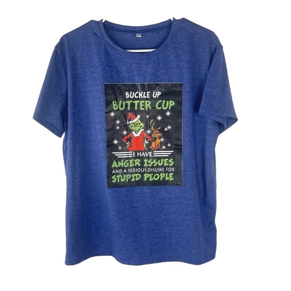 The Grinch who Stole Christmas "Buckle Up Butter Cup" Crew Neck Tee Shirt Sz XL - Picture 4 of 7